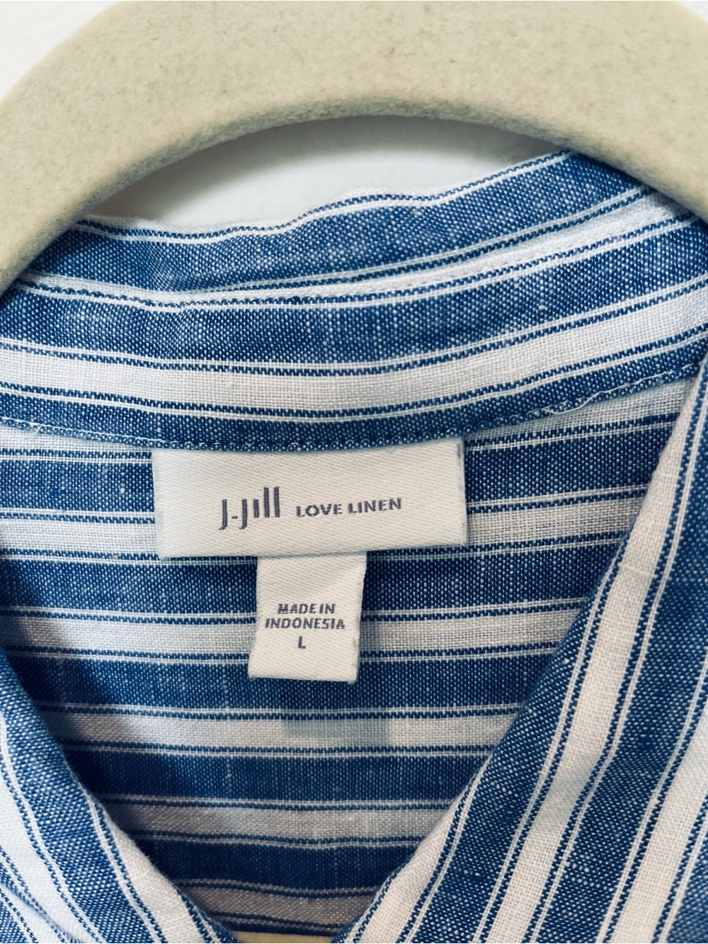 LOVE LINEN J JillStriped Blue & White Linen Shirt